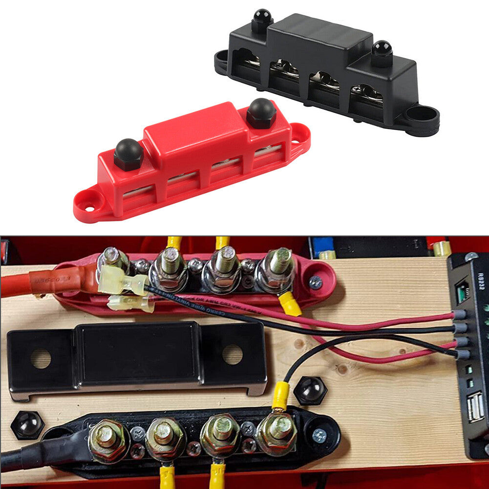 4 Post Busbar Terminal Power Distribution Block With Cover fits For RV Yacht