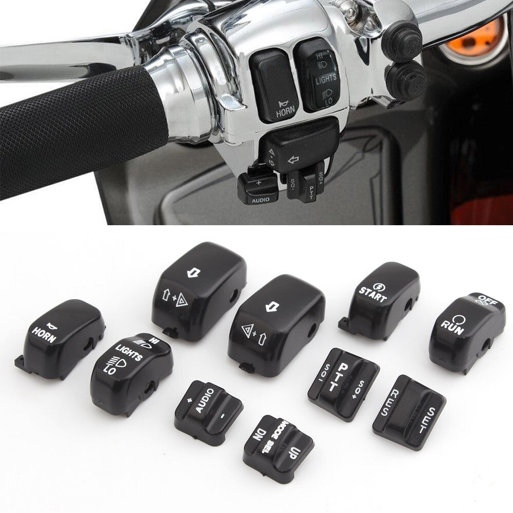 Black 10 PCS Radio Cruise Control Switch Cap Fit for Harley Davidson 1996-2013 Q