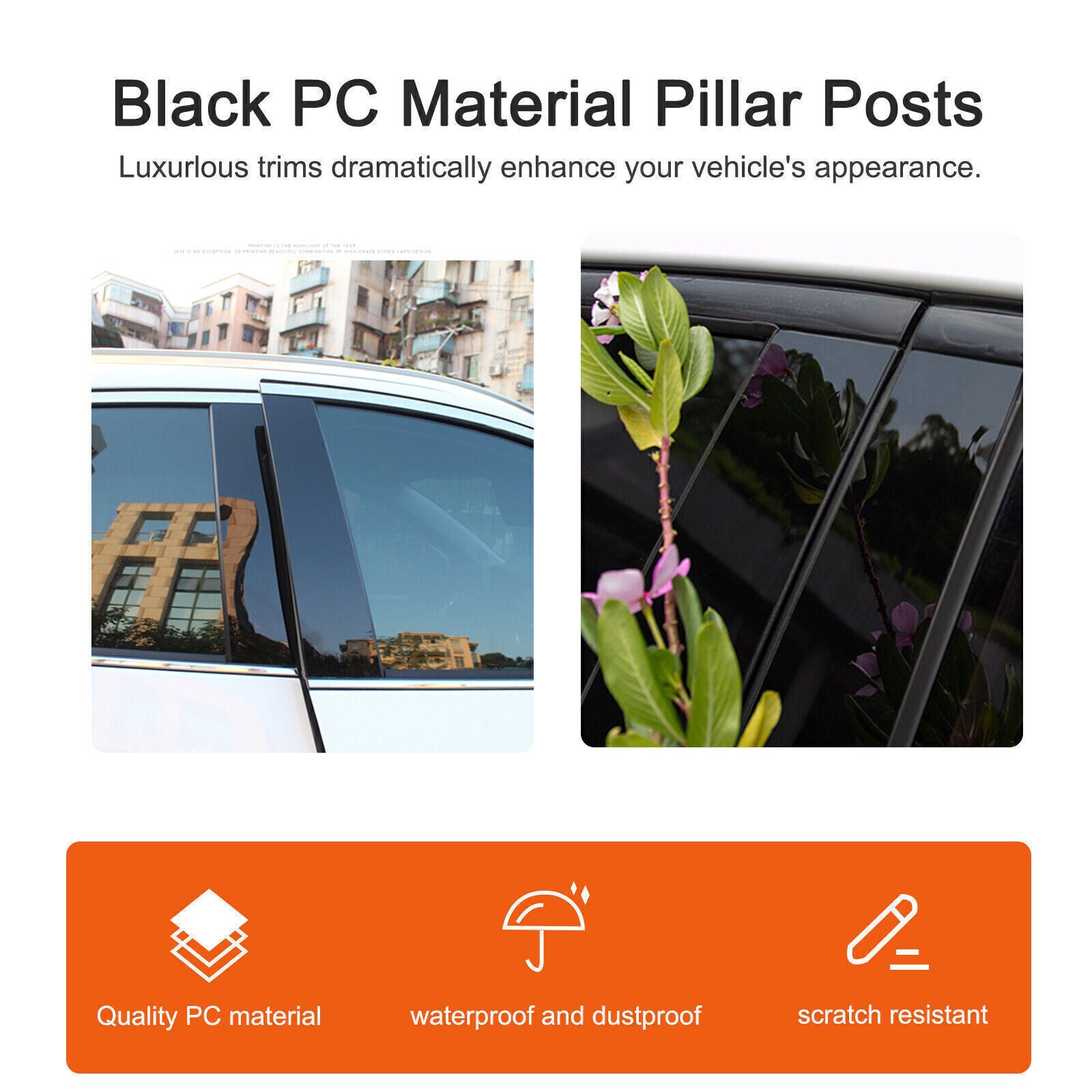 for Porsche for Panamera 09-2014 Piano Black Pillar Posts Door Window Molding Strip