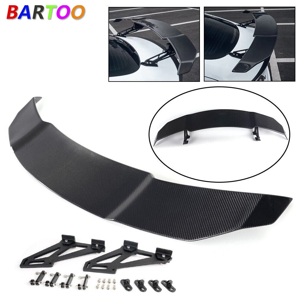 55 Universal Rear Trunk Spoiler Adjustable Carbon Fiber V Style Racing Wing Q