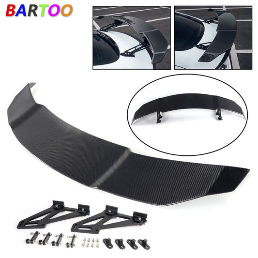 55 Universal Rear Trunk Spoiler Adjustable Carbon Fiber V Style Racing Wing Q