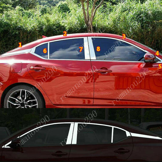 Chrome Steel Upper Window Sill Molding Strip for Nissan Sentra Sylphy 2020-2024