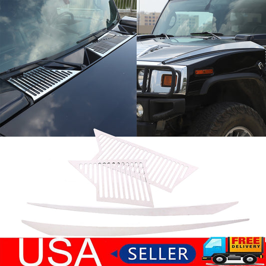 Stainless steel front hood/vent socket panel accessories for Hummer H2 2003-2009