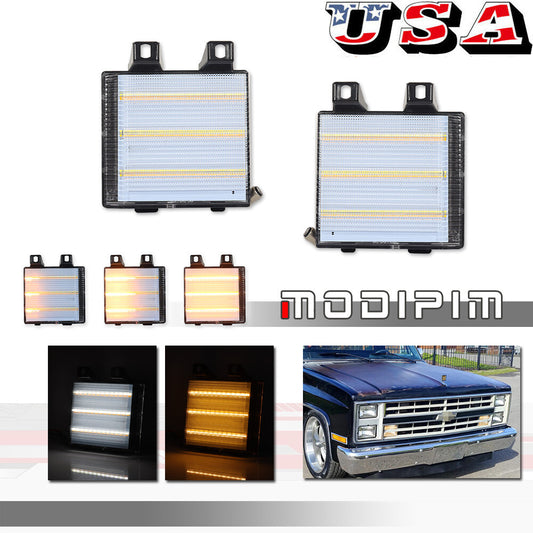 2pcs Clear Lens Dynamic Amber and White DRL Signal Lights for for GMC Pickup Trucks - v