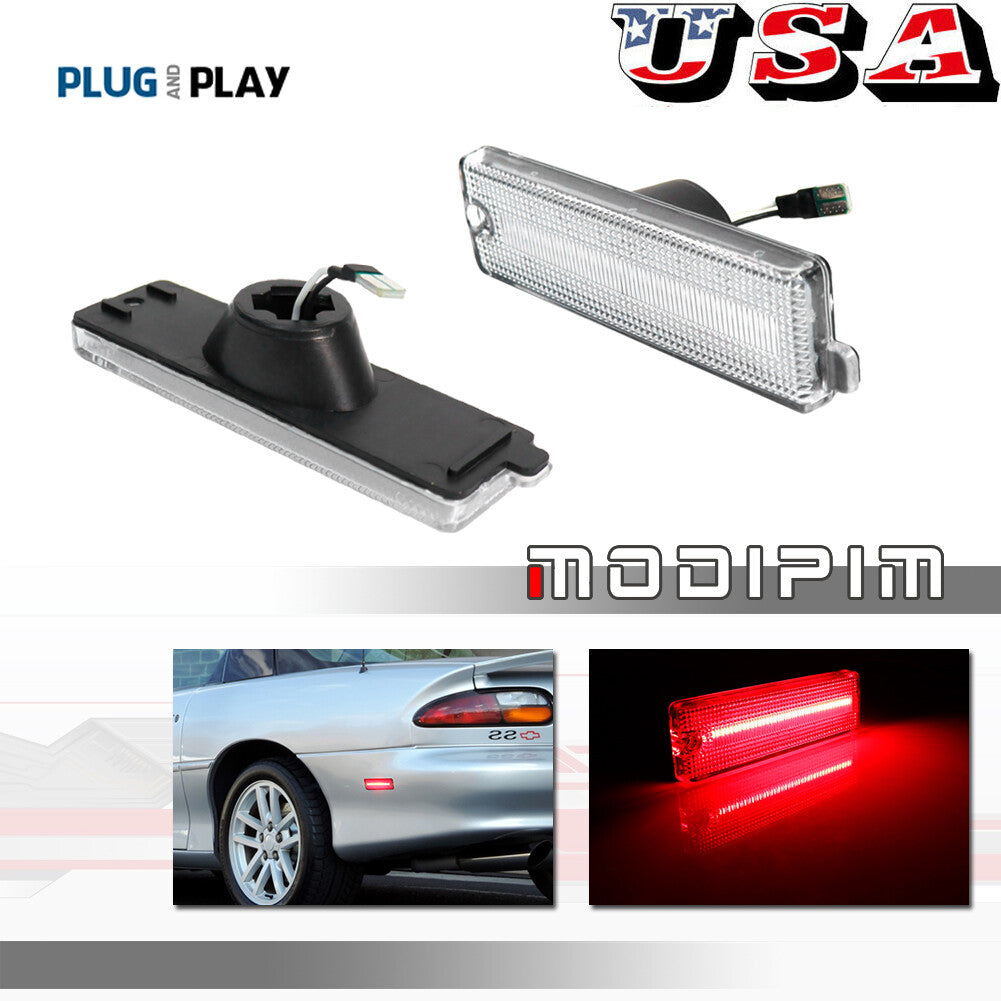 Suitable for 93-02 for Camaro rear bumper bright red LED transparent side marker signal light - v