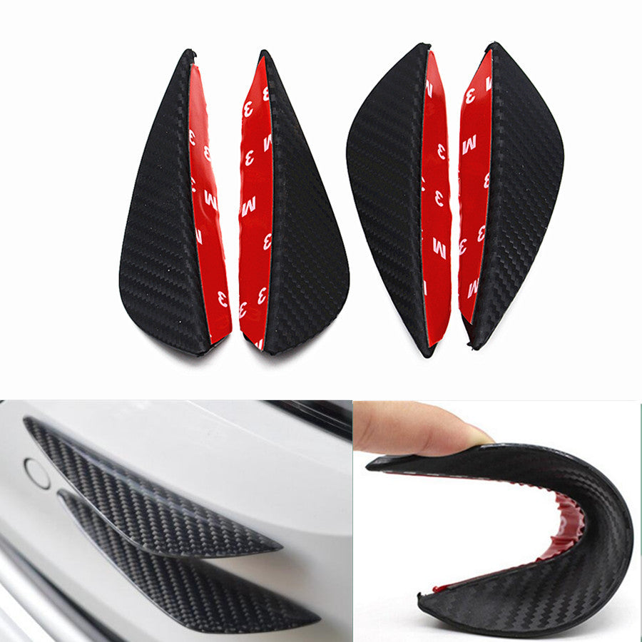 Rubber Carbon Fiber Car Front Bumper Splitter Fin Exterior Body Spoiler Canards