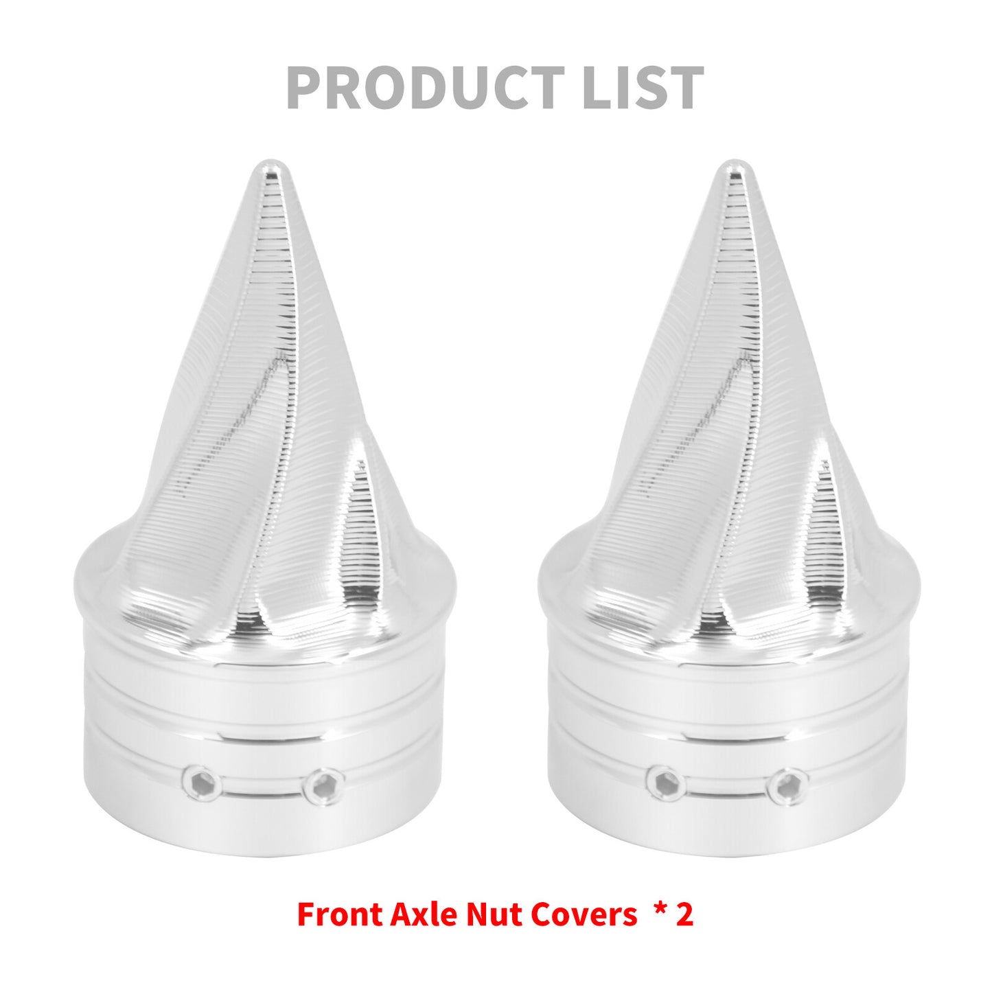 Chrome Twisted Spike Front Axle Nut Covers for Harley Touring Softail Dyna 08-24
