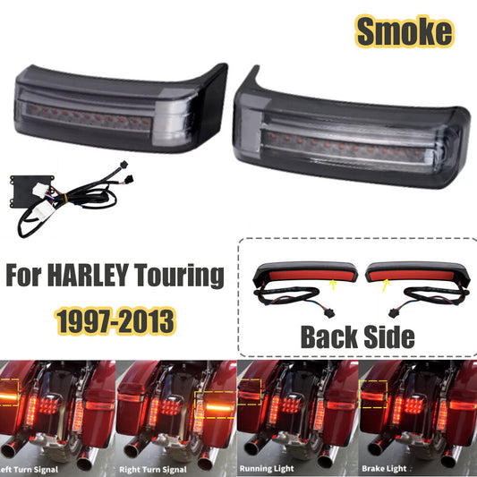 LED saddlebag running brake turn signal lights for Harley Touring 1997-2013 smoke- n