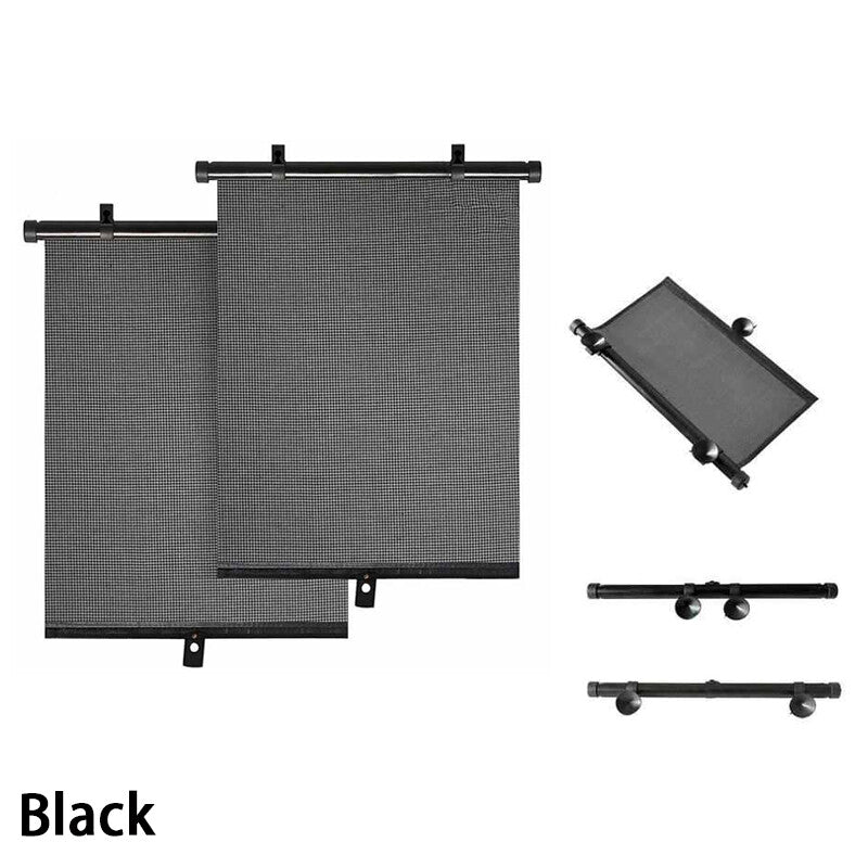 2Pcs Retractable Car Auto Side Window Baby Sun Shade Shield Roll Cover 6050CM