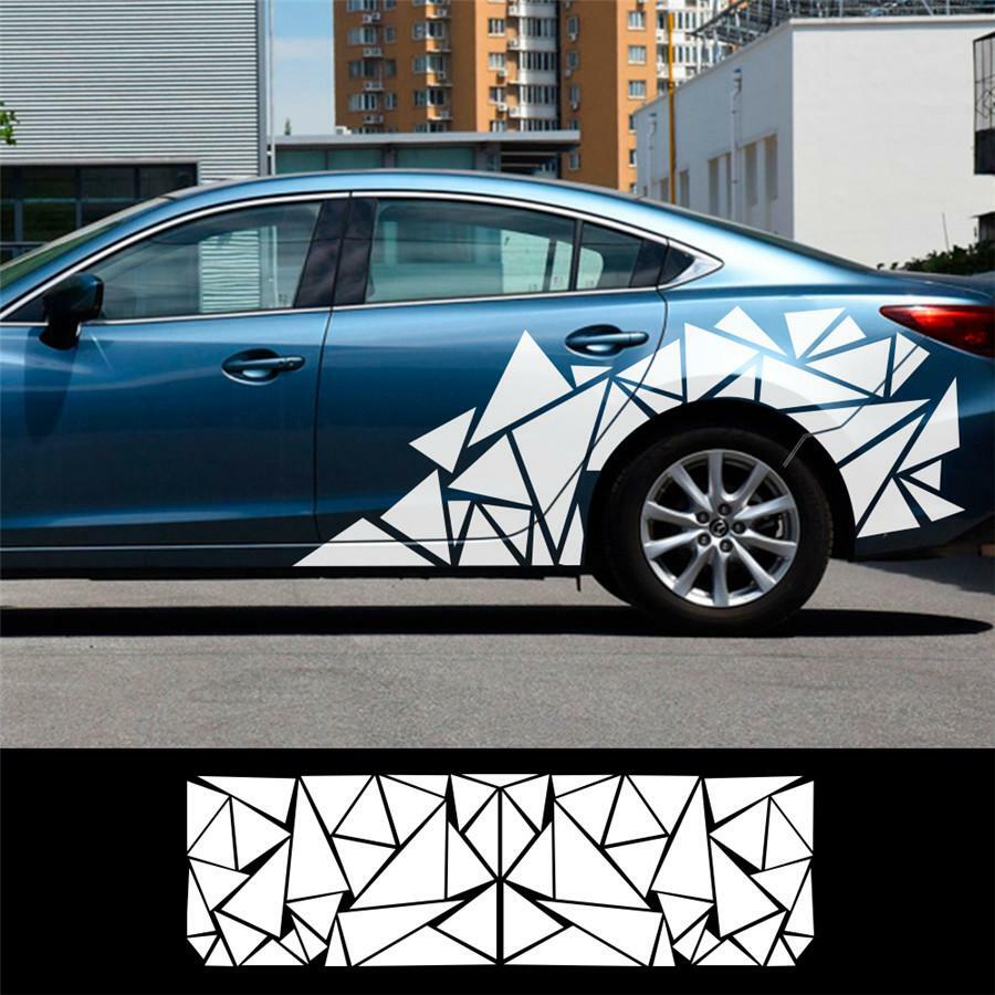 White Triangle Sticker Car Side Body Stickers Decals Vinyl Art Graphics Sticker