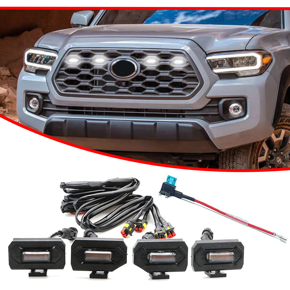 Front bumper cover grille LED light strip harness set suitable for Tacoma 2020-2022 white- v