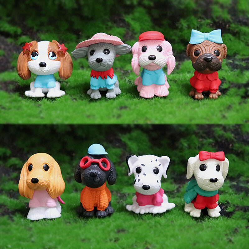 8Pcs for Mini Puppy Dog Cute Car Decoration Simulation Christmas Gift Home Display