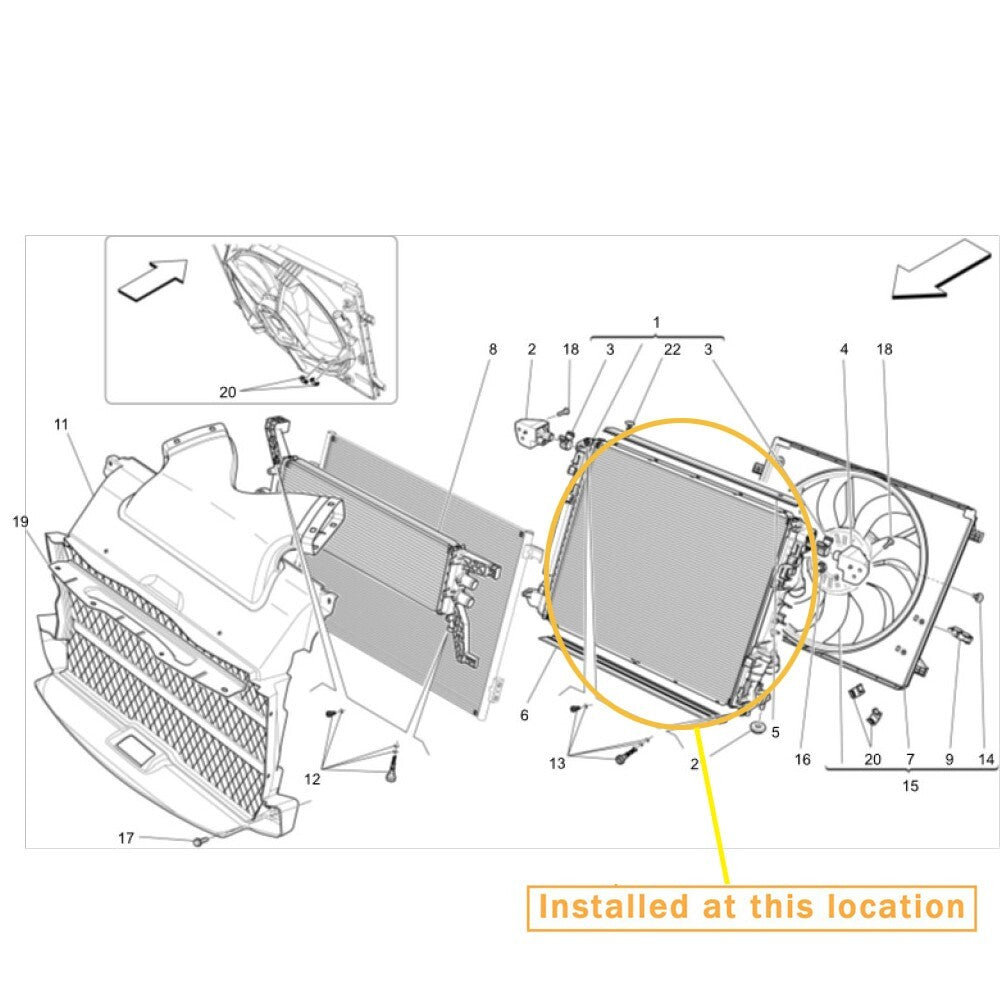Equipment Manufacturer ( ) for water-cooled radiators suitable for Maserati Quattroporte Ghibli for Levante 3.0: 670038340