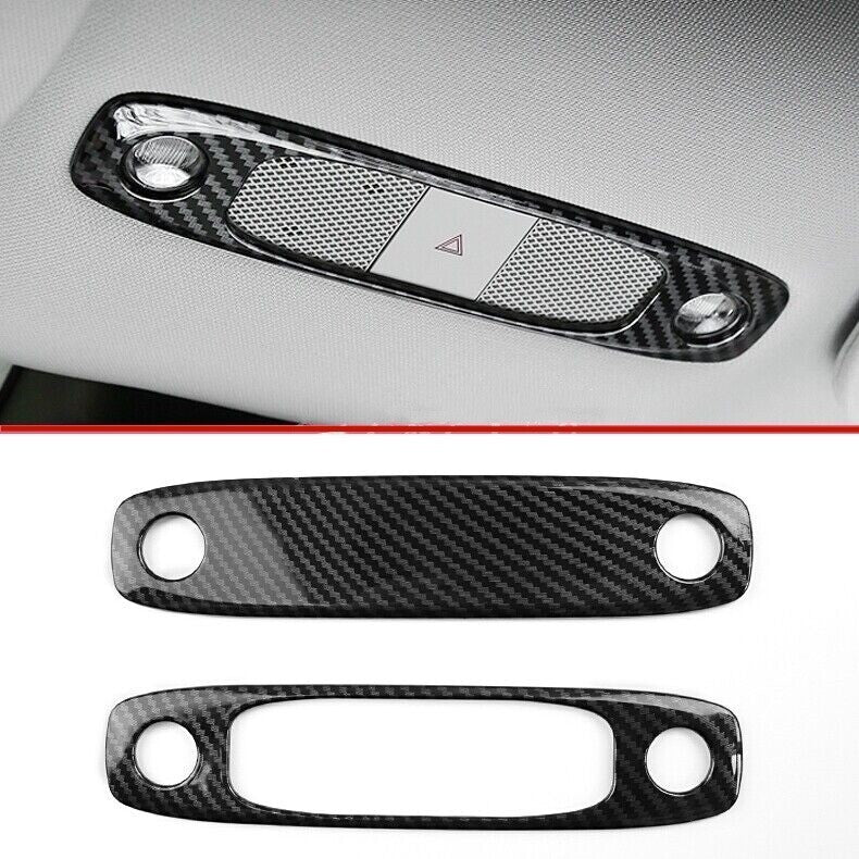 Fiber interior roof reading light panel cover trim for Model 3 Carbon Fiber - n