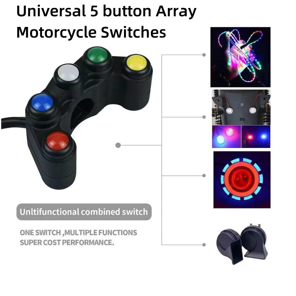 Universal 22mm handlebar switch 5-button array motorcycle switch racing bike - n