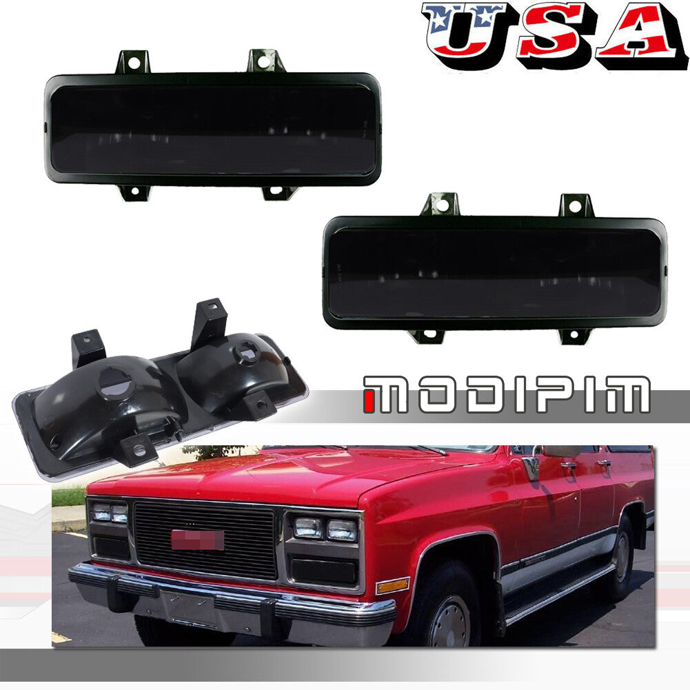 Smoke cover for front turn signal park lights on for Chevrolet for GMC Van Jimmy pickup trucks