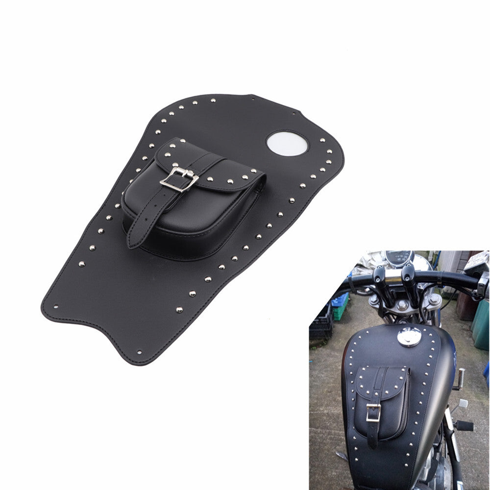 Black PU Leather Tank Cap Panel Cover Bag for Honda Shadow VT1100C C1 1987-1996 Q