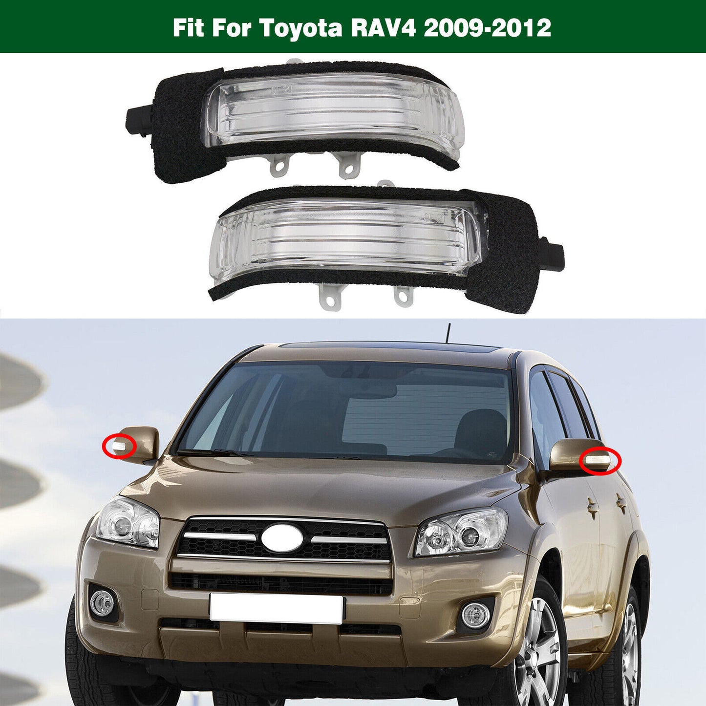 2Pc/Set Car Side Door Mirror Turn Signal Light Lamps for Toyota RAV4 2009-2012