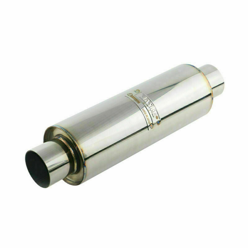 2inch IN/OUT 4 Body Exhaust Silencer Resonator Muffler Slow Flow Spiral Tip