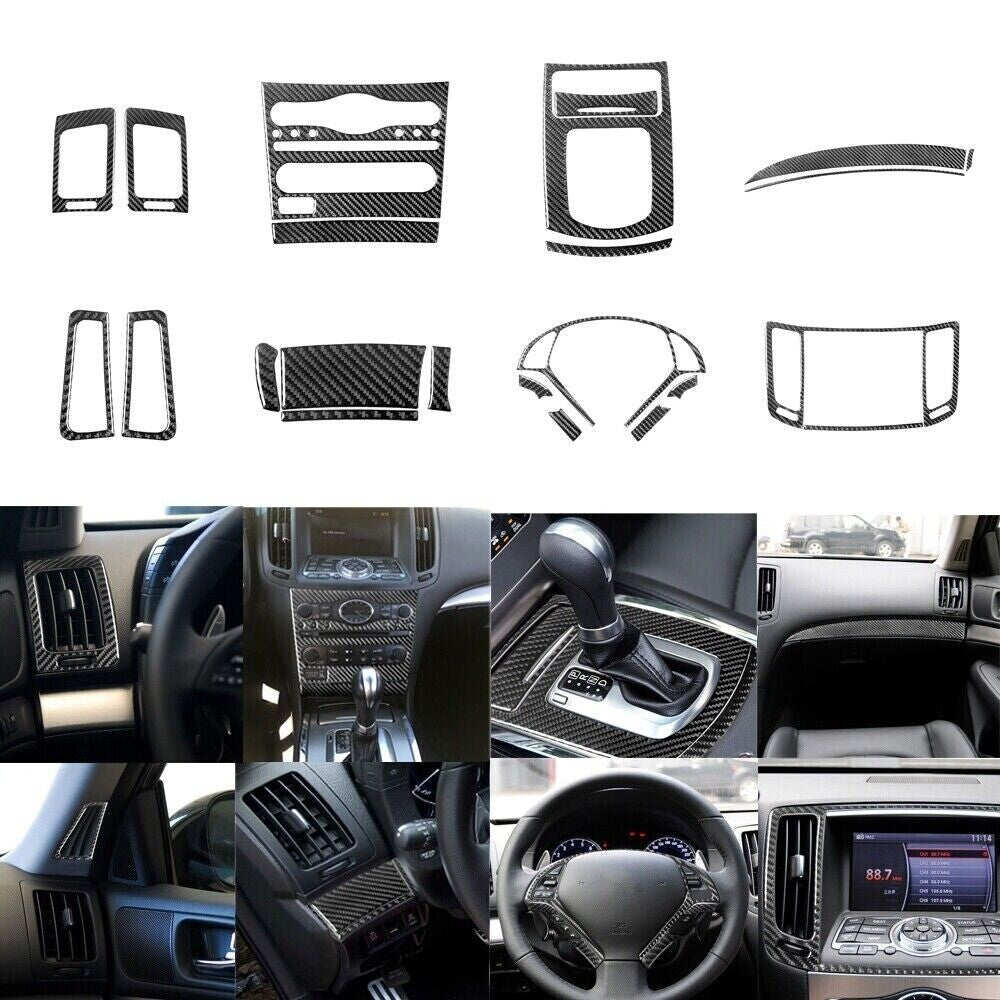 22x Carbon Fiber Interior Kit Cover Trim for Infiniti G37 2010-2013 Replacement n