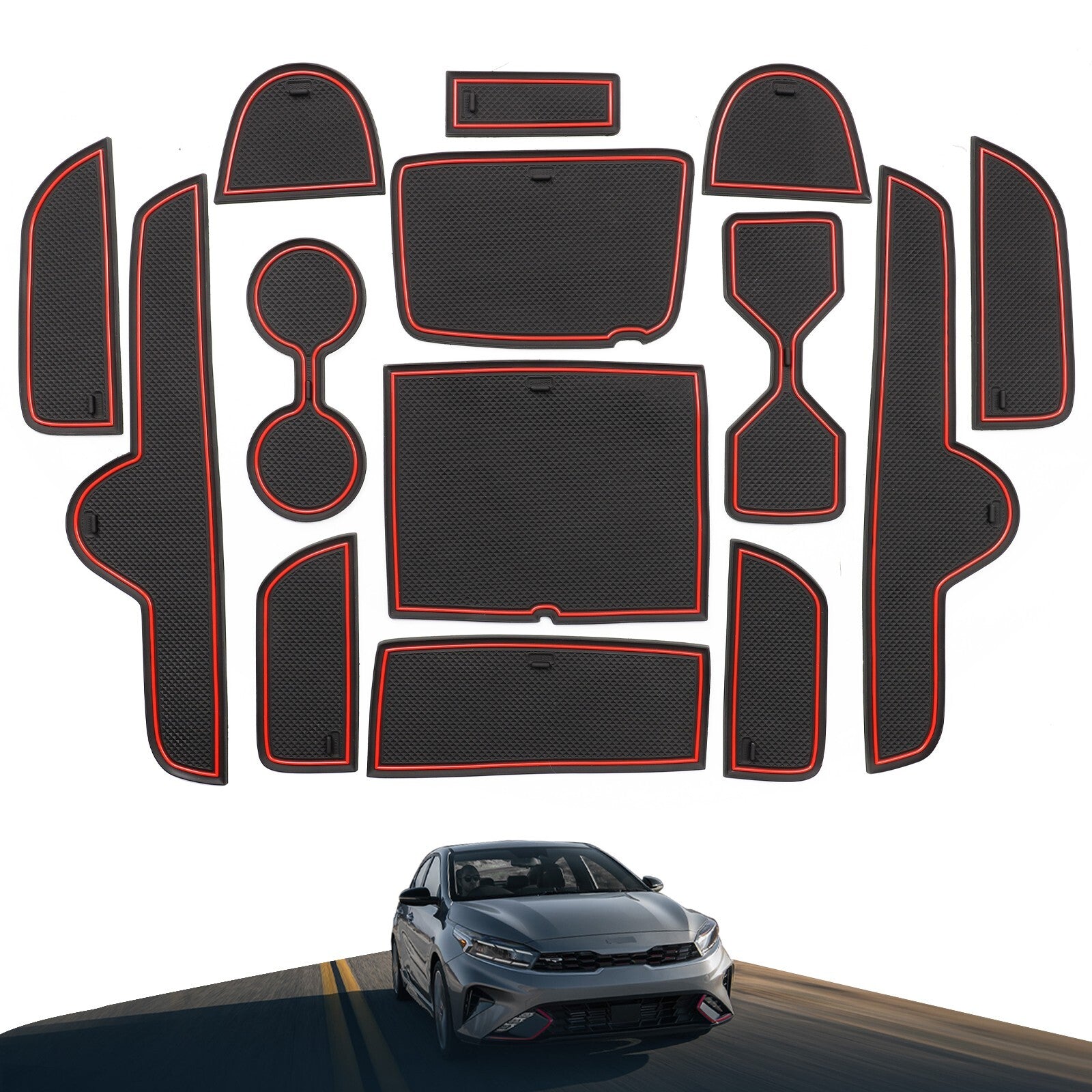Gate Slot Mat for Kia Cerato K3 FORTE 2021 ~ 2024 GT Cup Pad Car Accessories RED