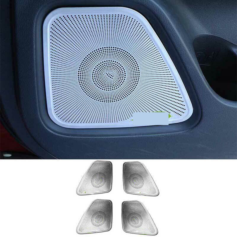 for Mitsubishi Outlander 2013-2020 Silver Steel Inner Door Speaker Cover Trim 4x