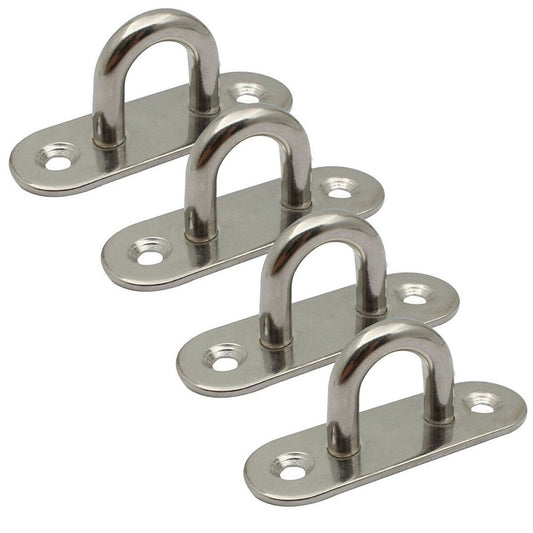 4pcs Stainless Steel Pad Eye Plate Staple Ring Hook Oblong Marine Boat Door 5MM