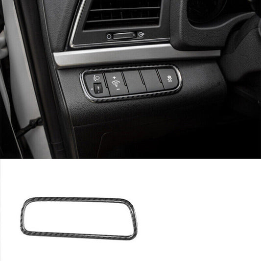 for Hyundai for Elantra 2017-20 Steel Carbon Fiber Headlight Button Frame Cover Trim