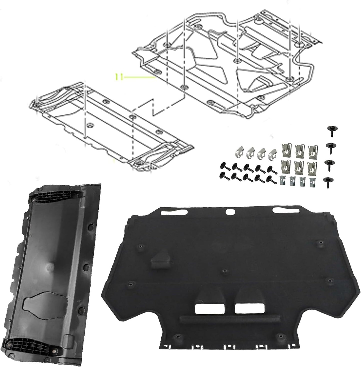 Radiator Support Cover+Splash Guards+Clips for Audi A6 (4G/C7) A7 (4G) 2011-18 n