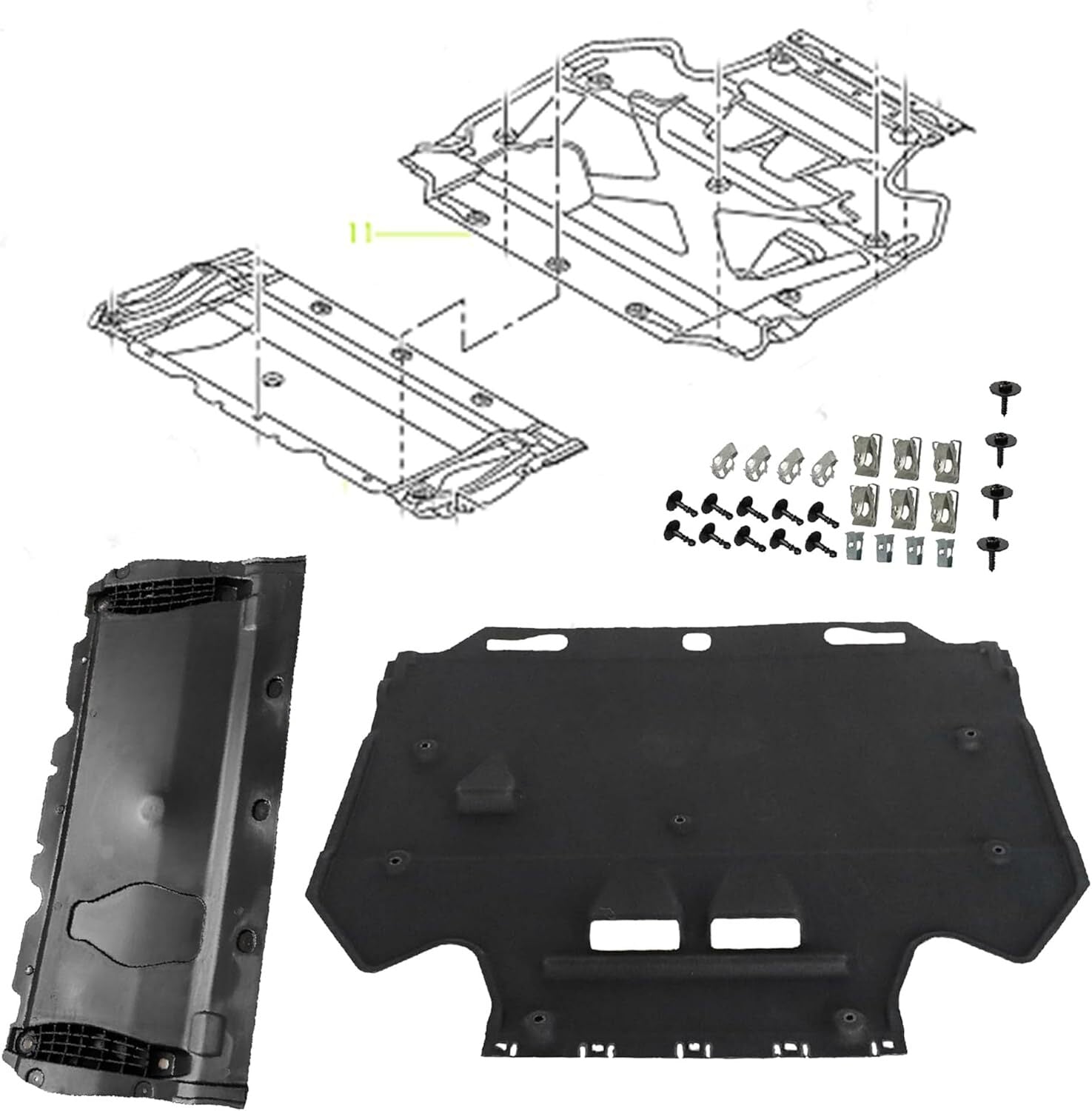 Radiator Support Cover+Splash Guards+Clips for Audi A6 (4G/C7) A7 (4G) 2011-18 n