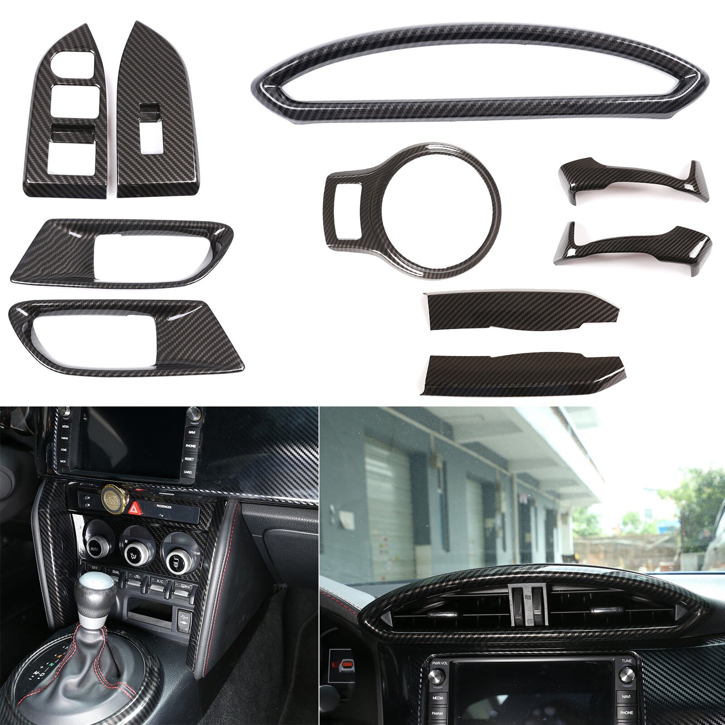10-Piece Carbon Fiber Style Car Interior Trim Kit with ABS for 86/ for Subaru BRZ n