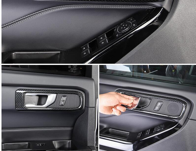 for Ford Explorer 2020-2022 ABS Carbon Fiber Inner Door Handle Frame Trim 4PCS