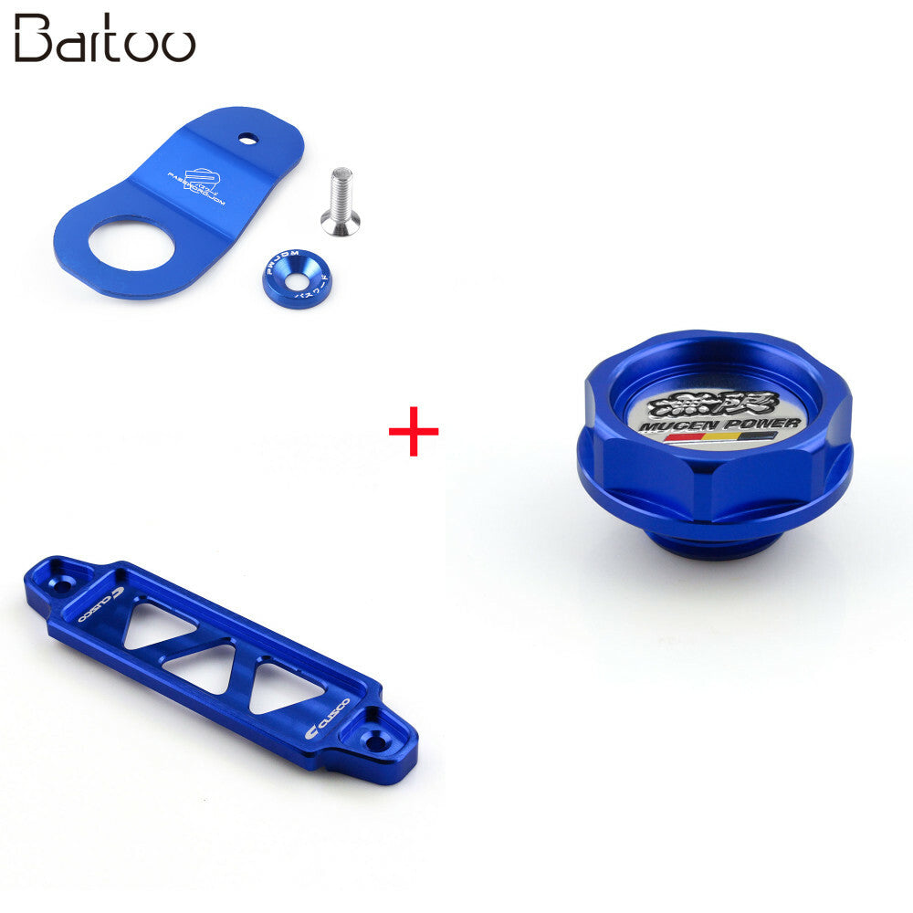 Battery Tie Down Bracket+Car Oil Filler Cap+Radiator Stay Bracket Blue Q