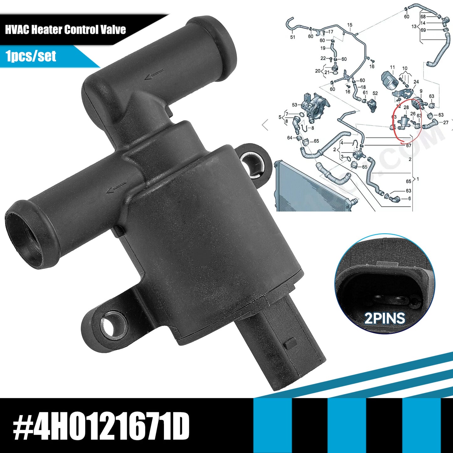 Coolant Control Valve for VW for Golf Polo for Audi A3 for A4 for A5 for A6 A7 for Seat for Skoda 4H0121671D Q