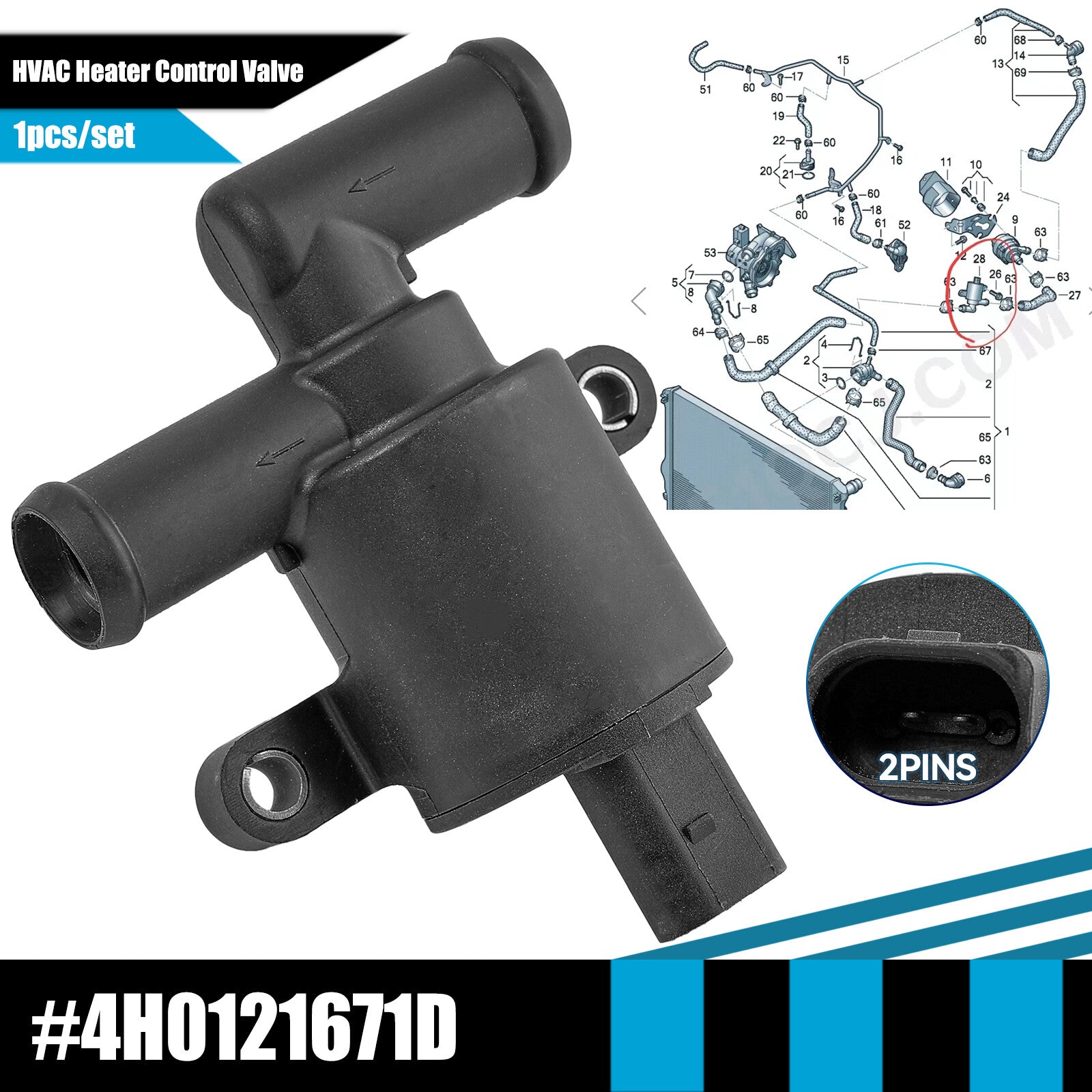Coolant Control Valve for VW for Golf Polo for Audi A3 for A4 for A5 for A6 A7 for Seat for Skoda 4H0121671D Q