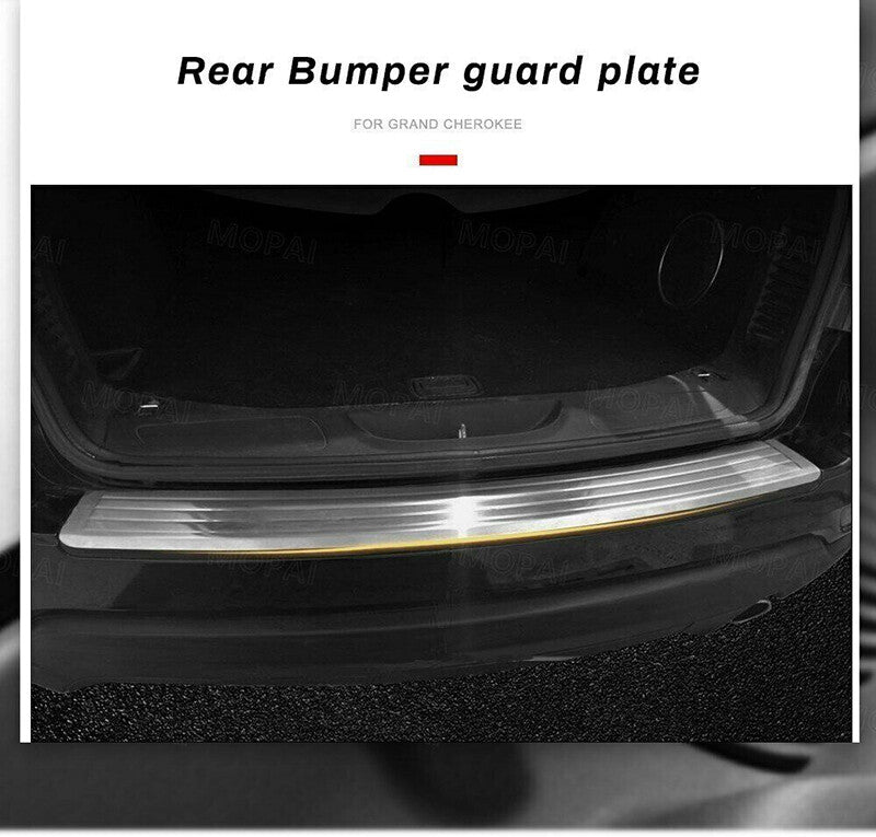 Stainless Rear Bumper Protector Guard Scuff Plate Pedal For Grand Cherokee 11-20