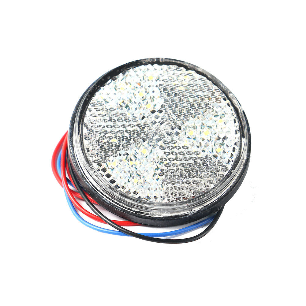 2Pcs Motorcycle Truck 12V 24 LED Round Brake Stop Tail Rear Light Lamp-White Q