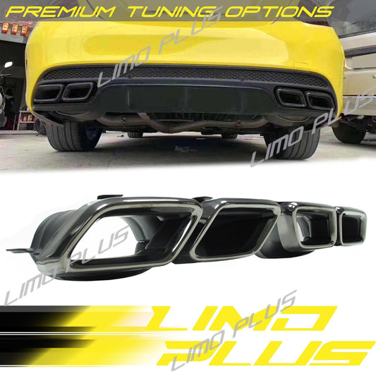 Black exhaust headers and tailpipes for Mercedes-Benz C-Class W205 C63 C63S AMG 2015-2018 Q