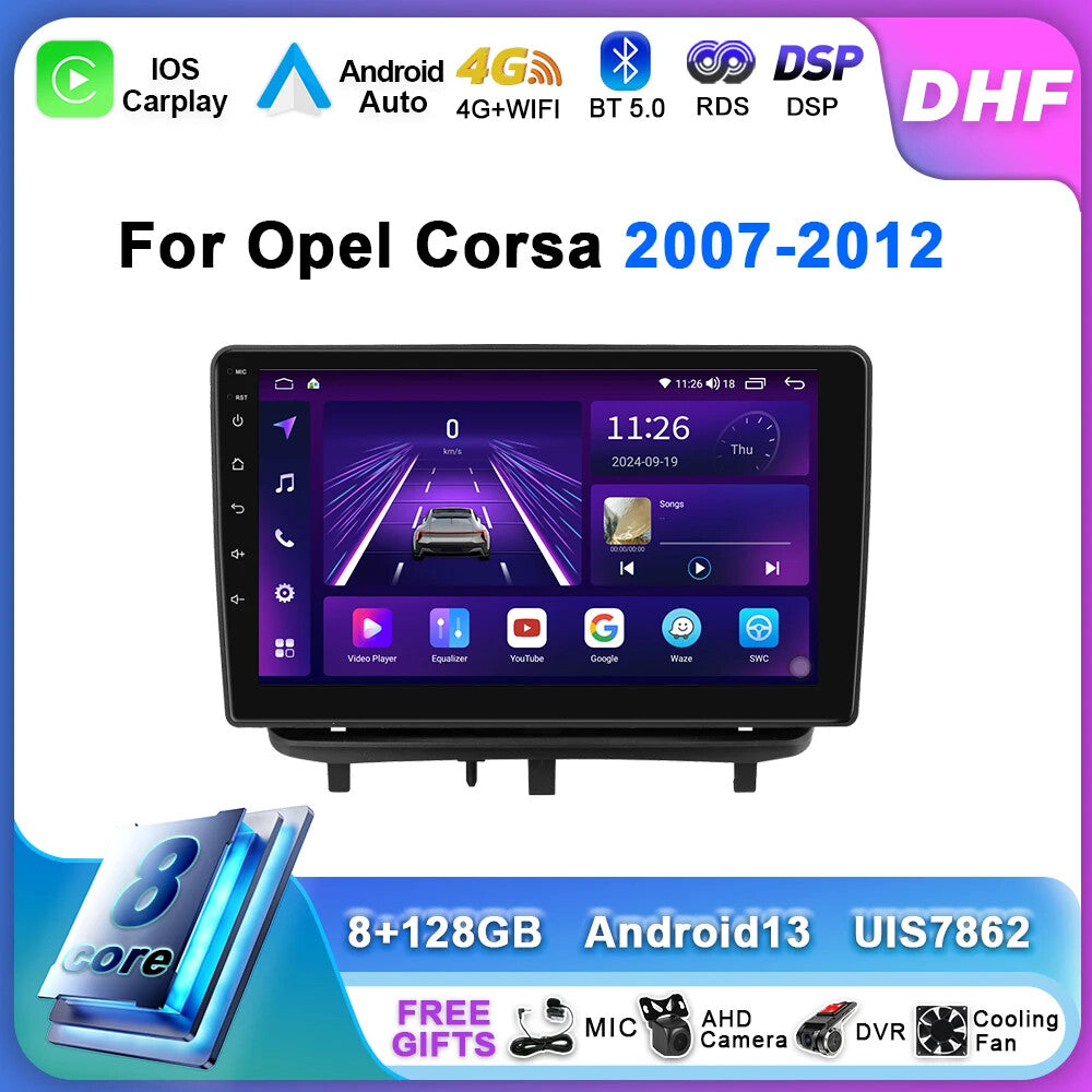 Android Auto Radio for Opel Corsa 2007-2012 Car Multimedia Player CarPlay Screen