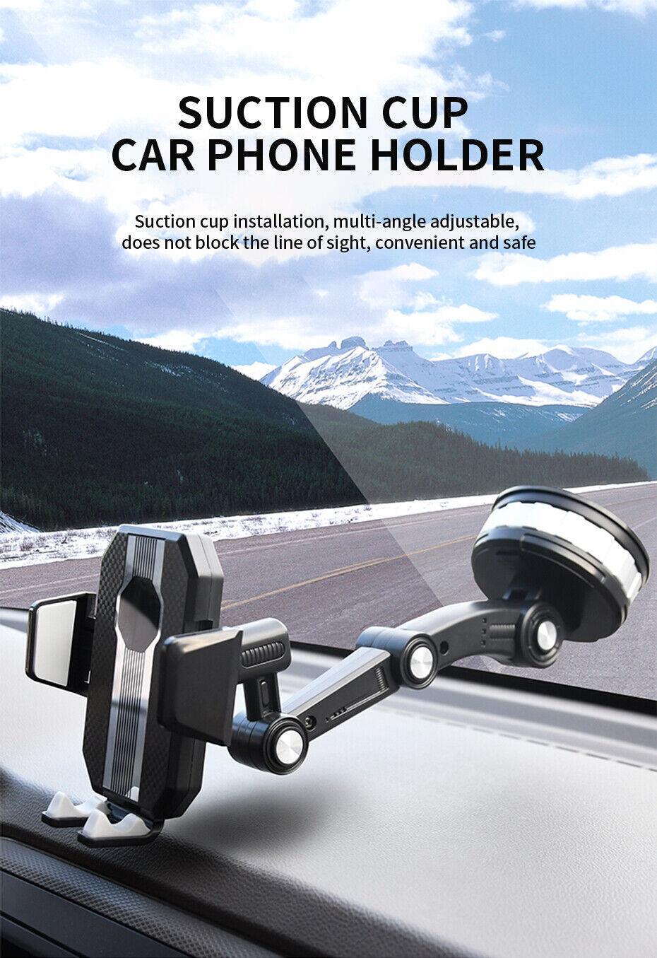 360° Phone Holder Suction Cup Mount Suitable for Car Dashboards/Windshields, Adjustable n