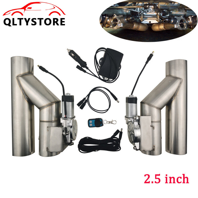 2.5''in Double Electric Exhaust Valve Y Pipe Single Control Valve Kit w/ Remote Q
