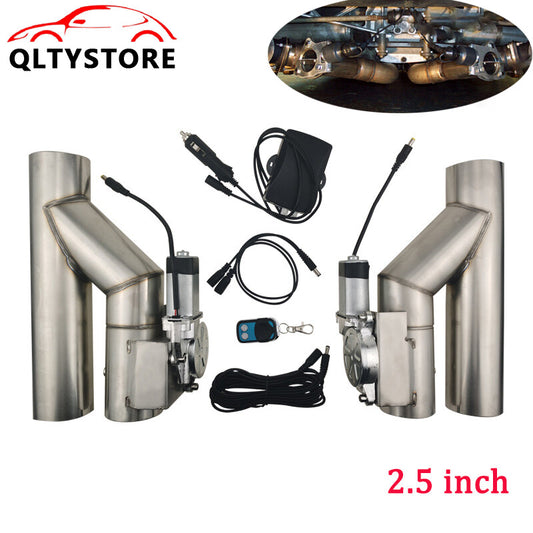 2.5''in Double Electric Exhaust Valve Y Pipe Single Control Valve Kit w/ Remote Q