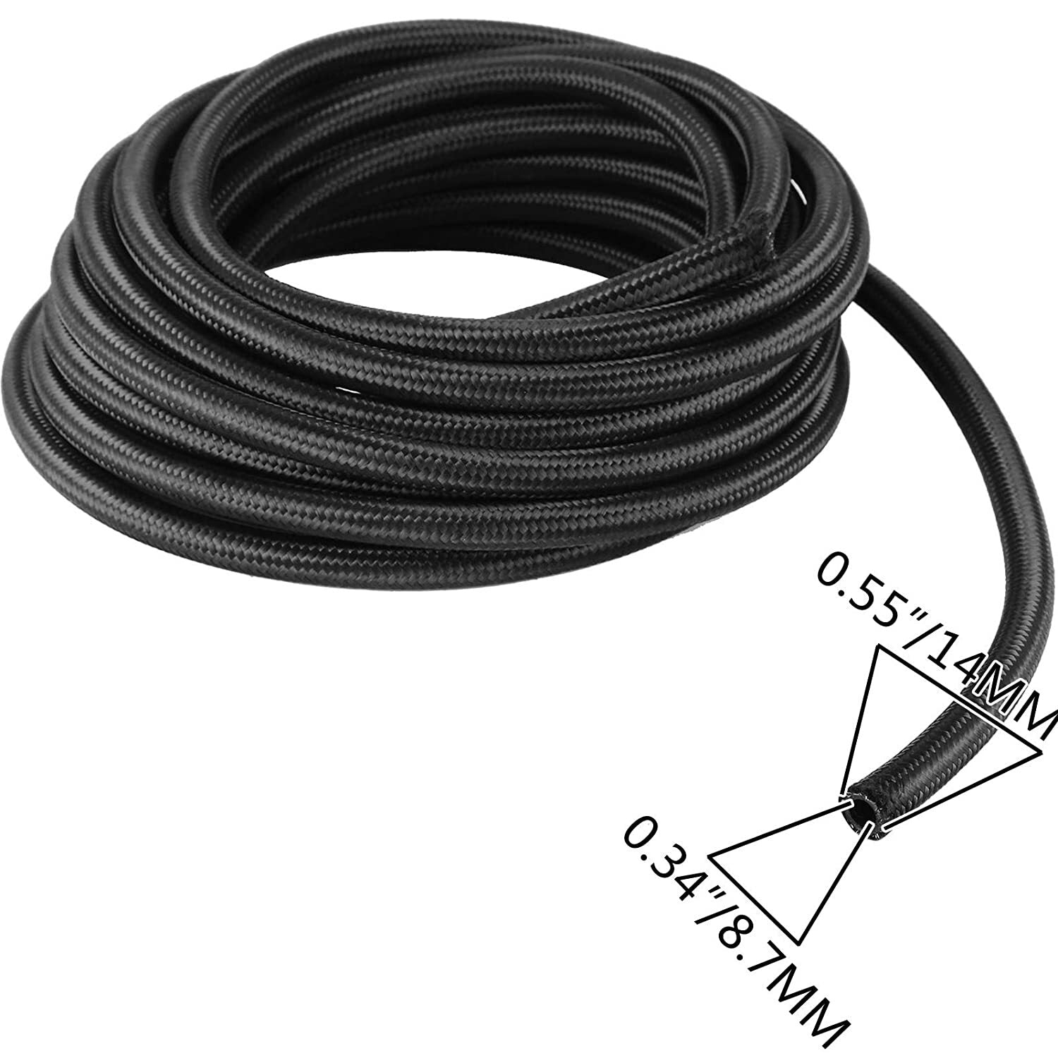 6AN 33ft Premium Oil Fuel Hose Kit - 6AN Steel Nylon Braided Oil Fuel Hose Kit