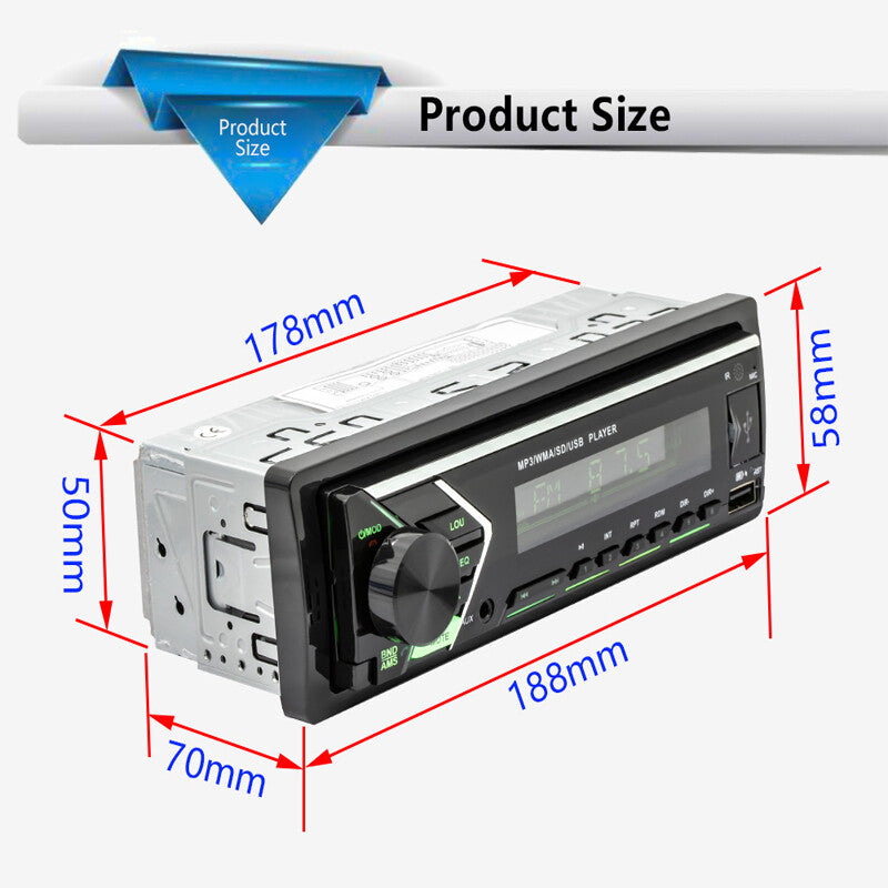 12V Car MP3 Player with Built-in Bluetooth Hands- FM Radio and Colorful Lights n