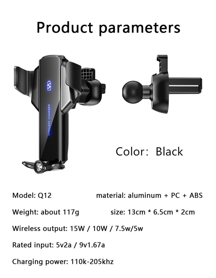 Wireless Phone for Charger Holder Car Air Vent Magnetic Stand Mount Fast Charging Q