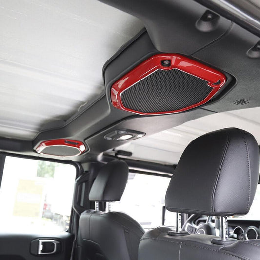 Suitable for 2018-2023 for Jeep for Wrangler JL ABS, Red Interior Top Roof Speaker Cover Trim