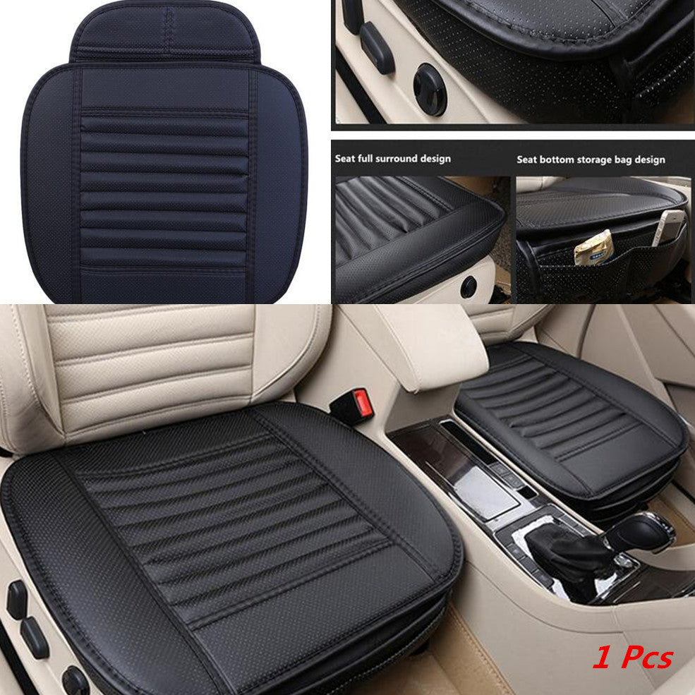 1x Useful Bamboo Charcoal Seatpad PU Leather Car Chairs for Seat Surround Cover Pad