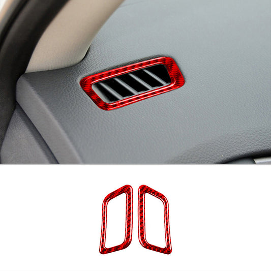 2Pcs Red Carbon Fiber Dash Defogger Vent Cover Trim for Nissan Rogue 2014-2016