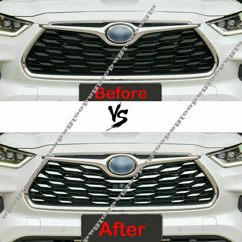 for Toyota Highlander 2020-22 Chrome Front Bumper Grille Grill Cover Decal Trim