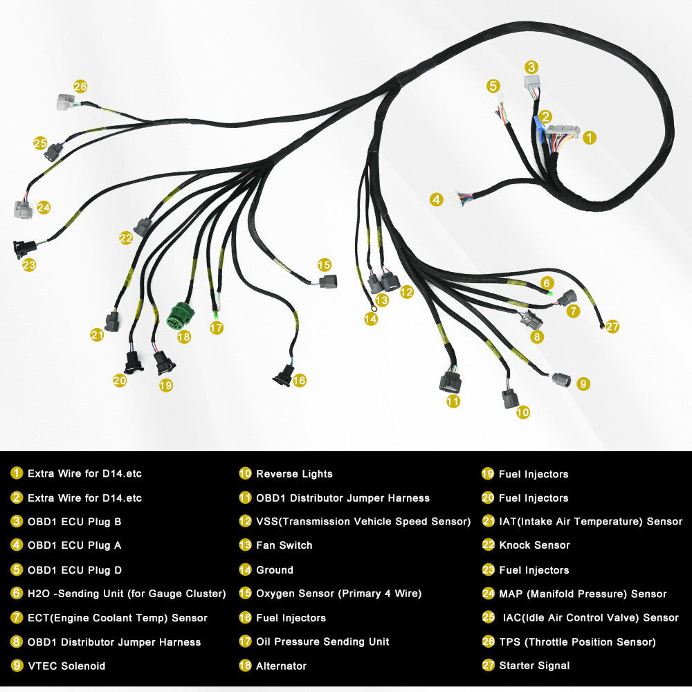 Tucked B-series Engine Harness OBD1 B16 D16 for Honda for Civic D-series Integra CRX
